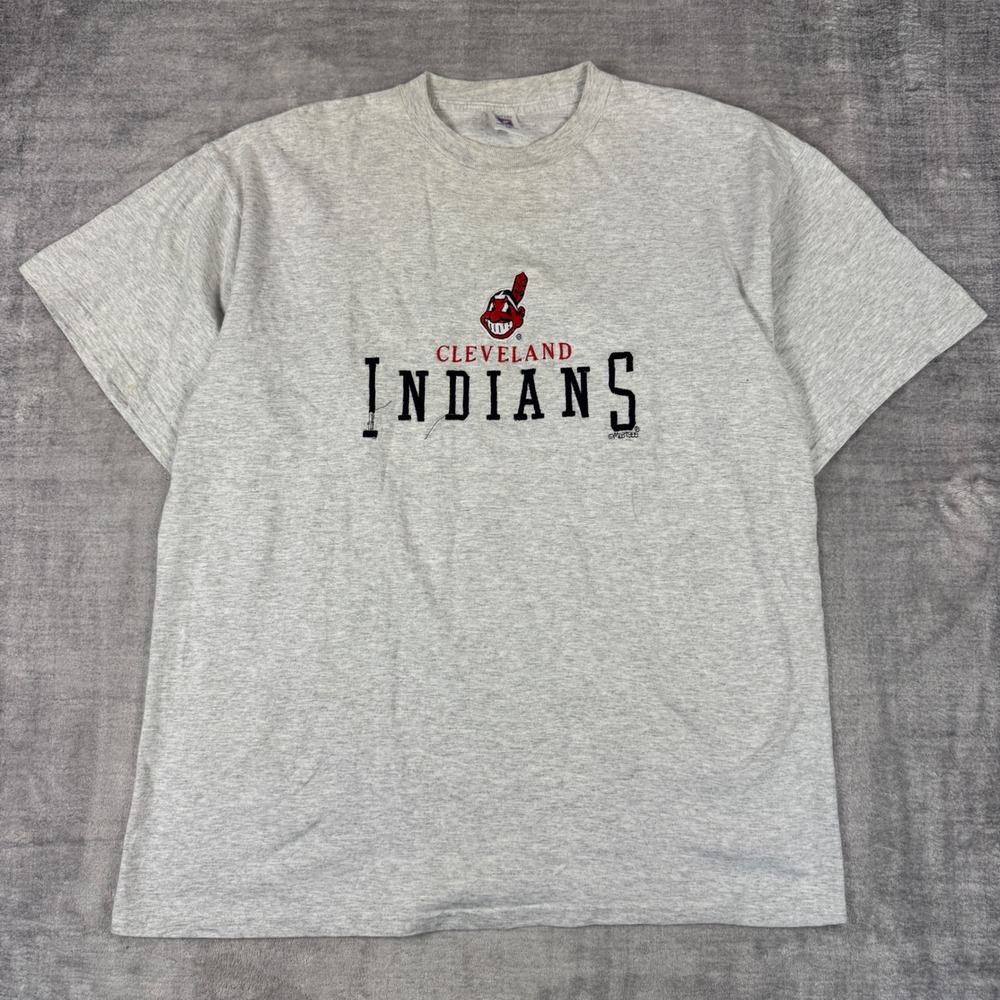 Cleveland Indians Shirt Mens XXL Gray Vtg 80s Logo 7 Chief Wahoo Embroidered